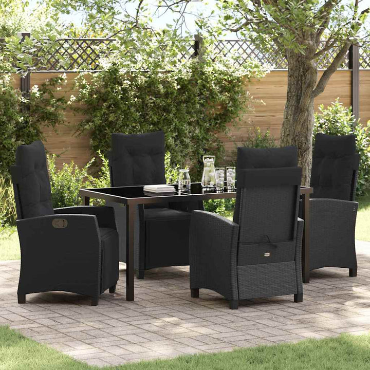 Have Spisebordssæt 5 pcs Sort polyrattan