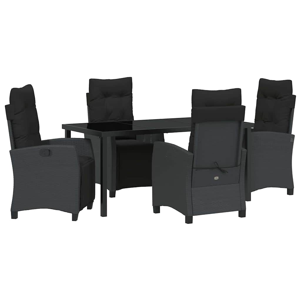 Have Spisebordssæt 5 pcs Sort polyrattan