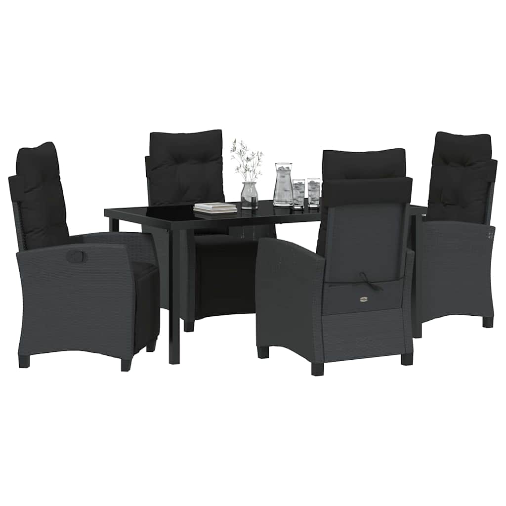 Have Spisebordssæt 5 pcs Sort polyrattan