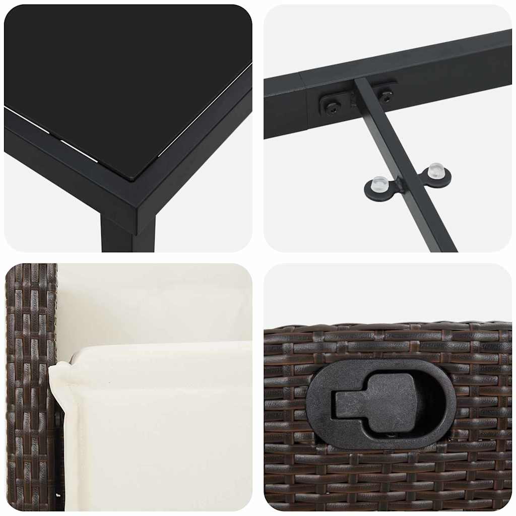 Have Spisebordssæt 3 pcs Brun polyrattan