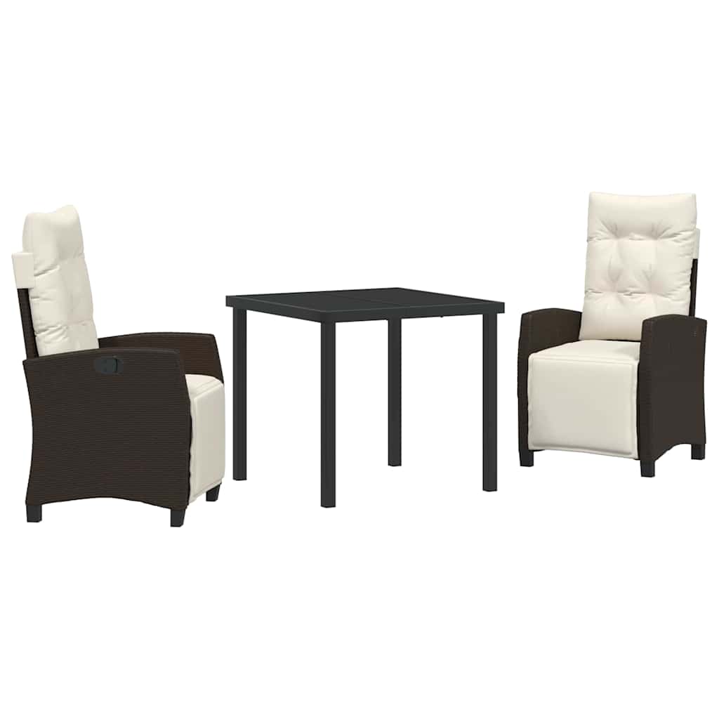 Have Spisebordssæt 3 pcs Brun polyrattan