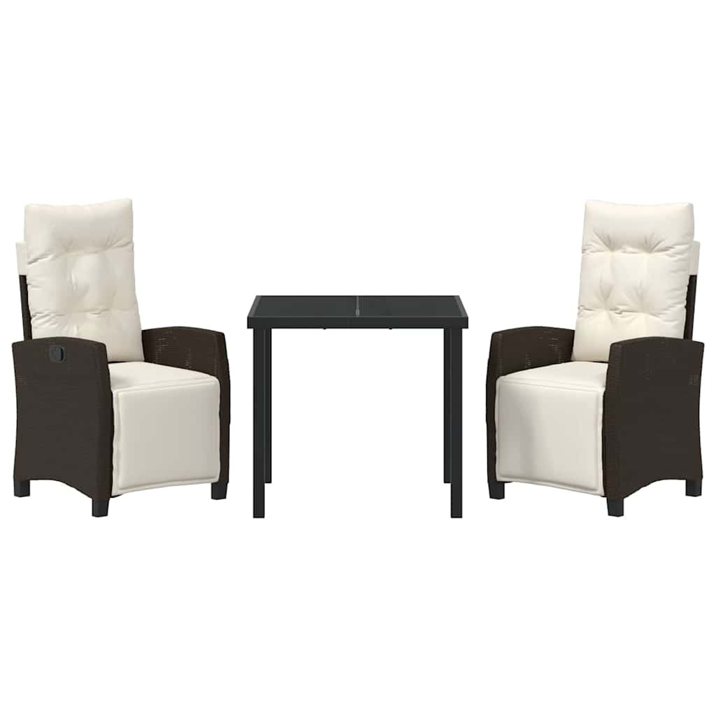 Have Spisebordssæt 3 pcs Brun polyrattan