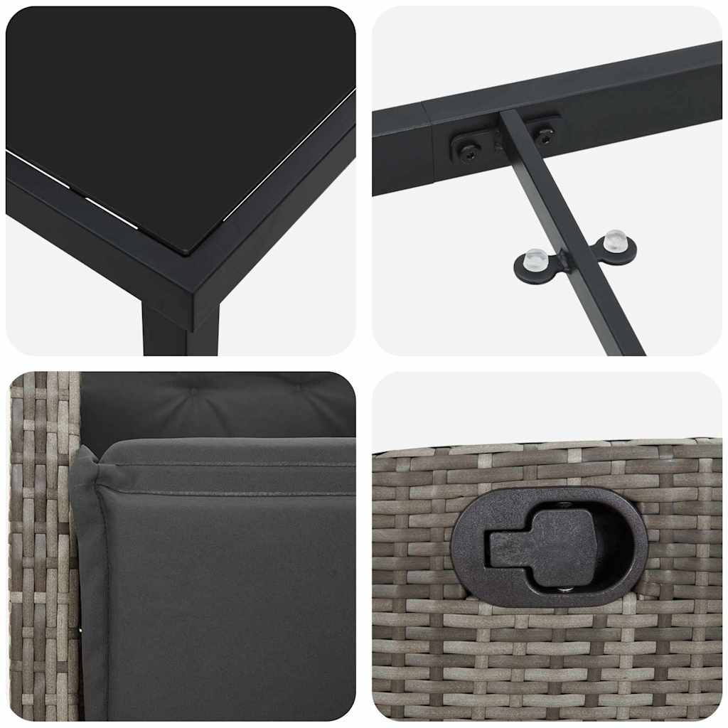 Have Spisebordssæt 3 pcs Grå polyrattan