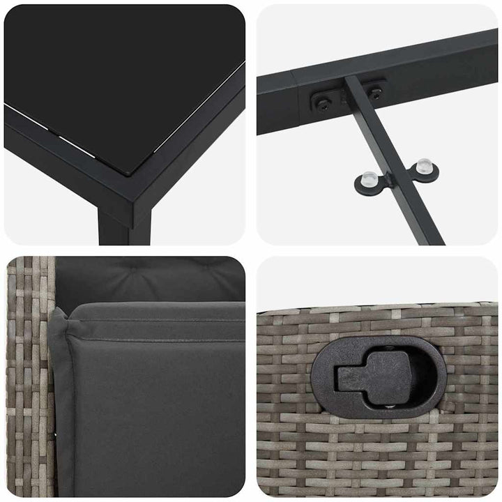 Have Spisebordssæt 3 pcs Grå polyrattan