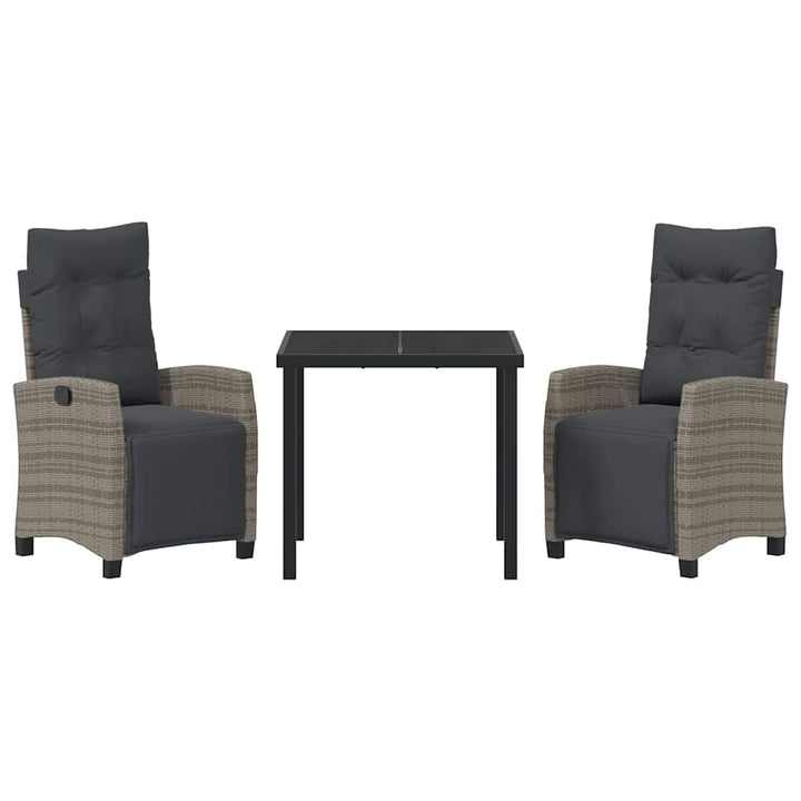 Have Spisebordssæt 3 pcs Grå polyrattan