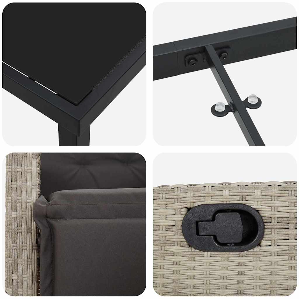 Have Spisebordssæt 3 pcs Lysegrå polyrattan
