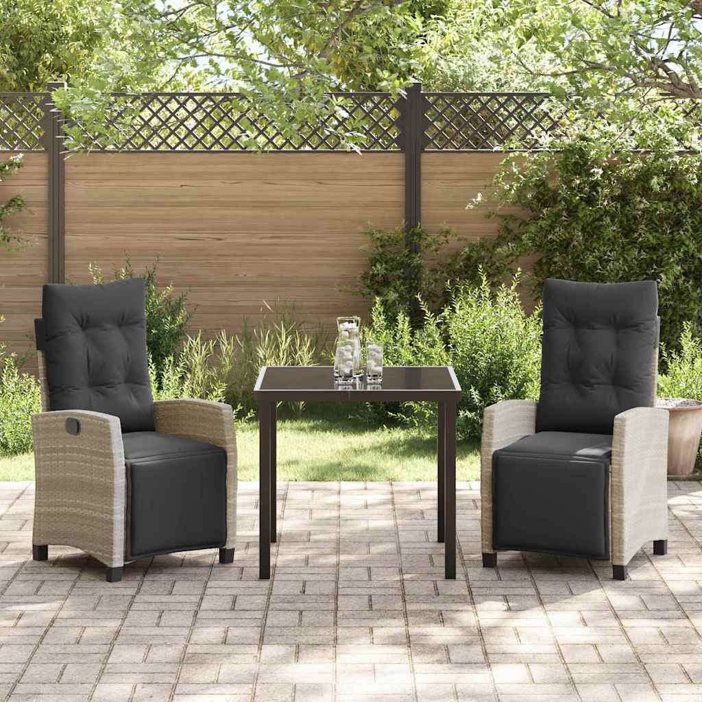 Have Spisebordssæt 3 pcs Lysegrå polyrattan