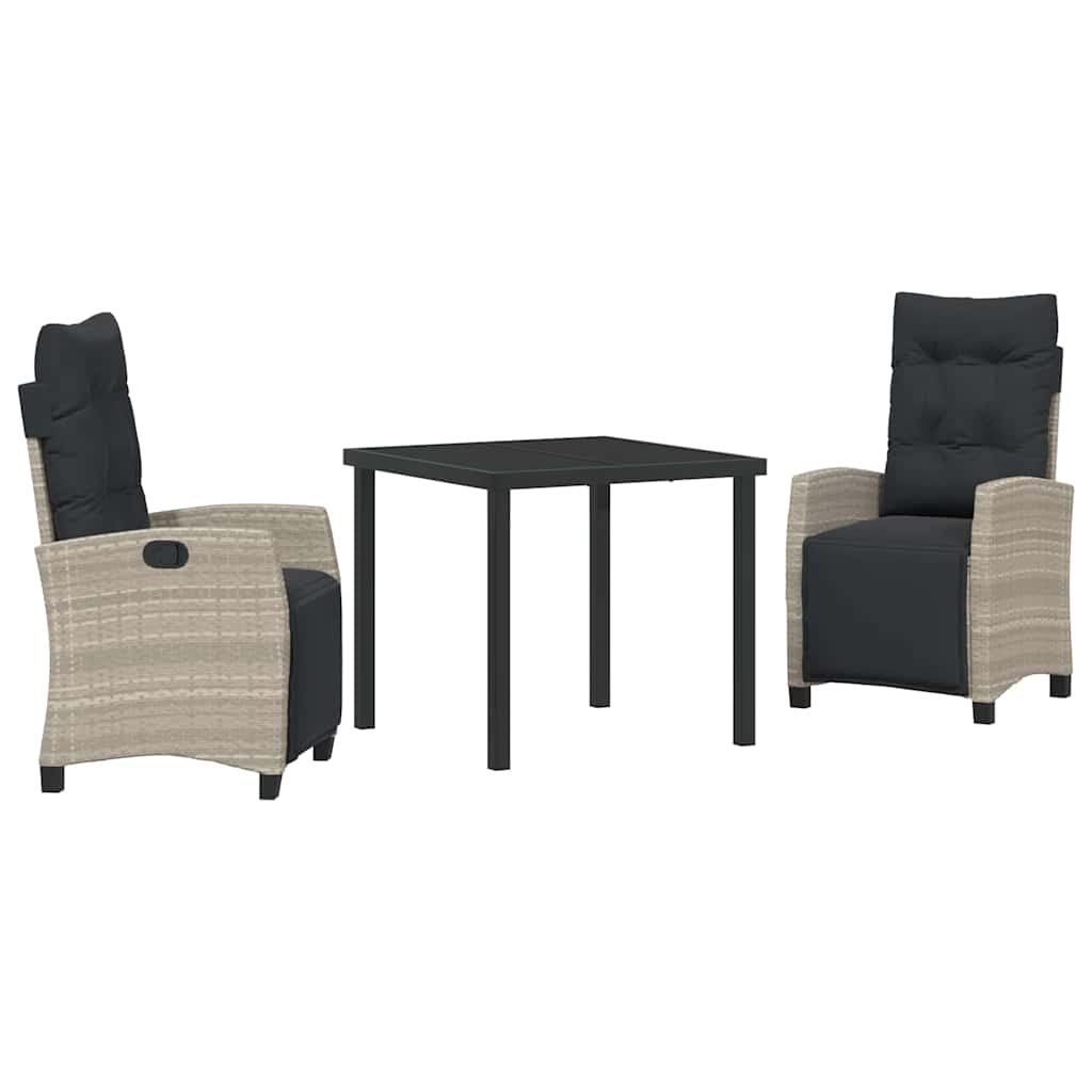 Have Spisebordssæt 3 pcs Lysegrå polyrattan