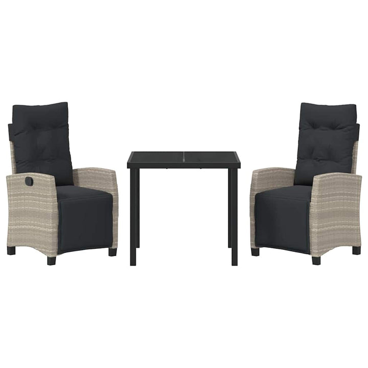 Have Spisebordssæt 3 pcs Lysegrå polyrattan