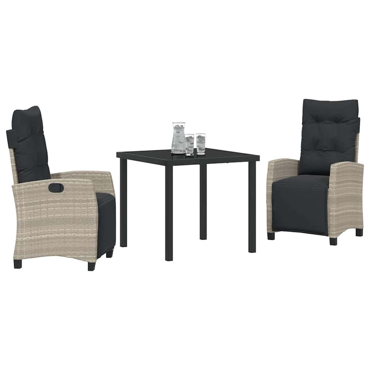 Have Spisebordssæt 3 pcs Lysegrå polyrattan