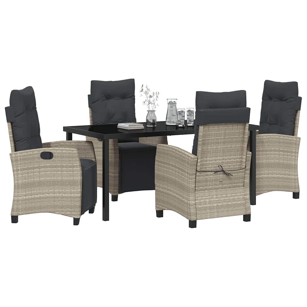 Have Spisebordssæt 5 pcs Lysegrå polyrattan