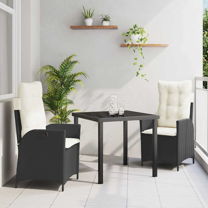 Have Spisebordssæt 3 pcs Sort polyrattan