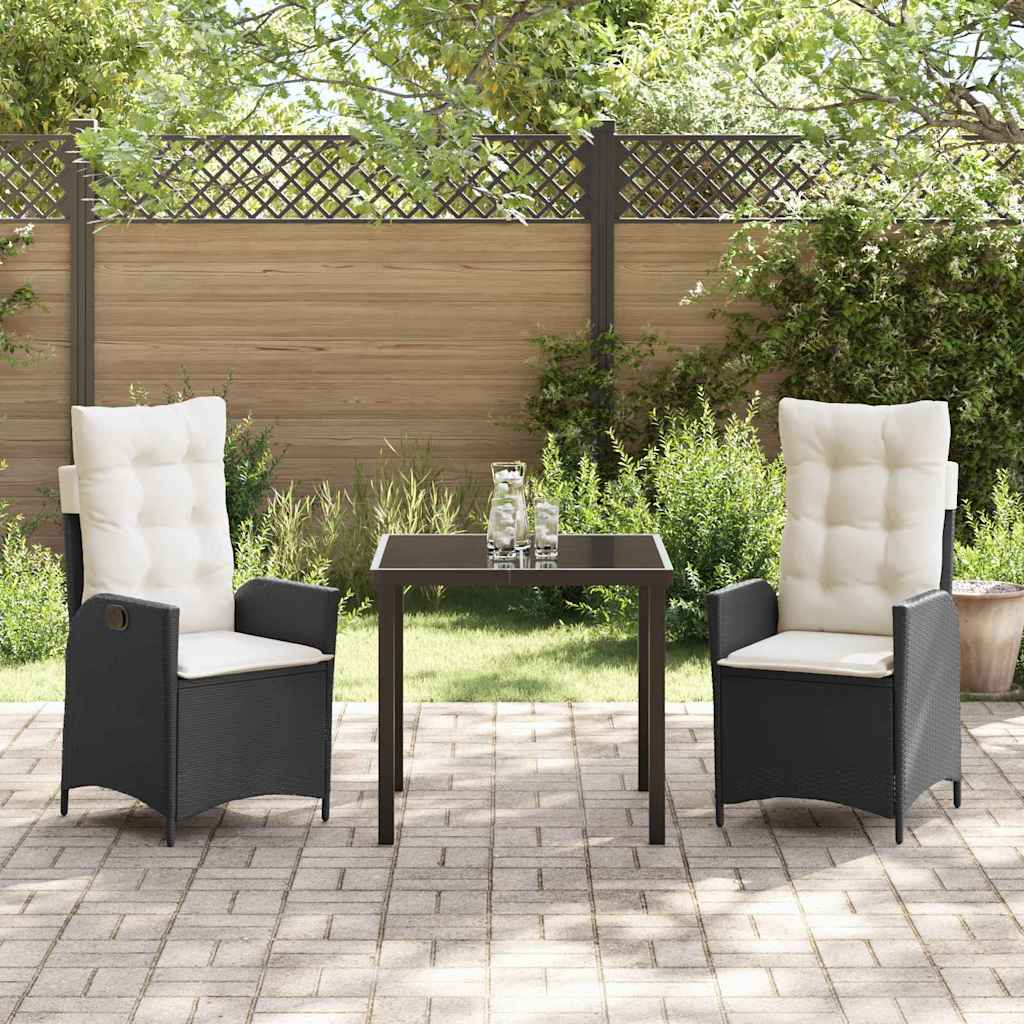 Have Spisebordssæt 3 pcs Sort polyrattan