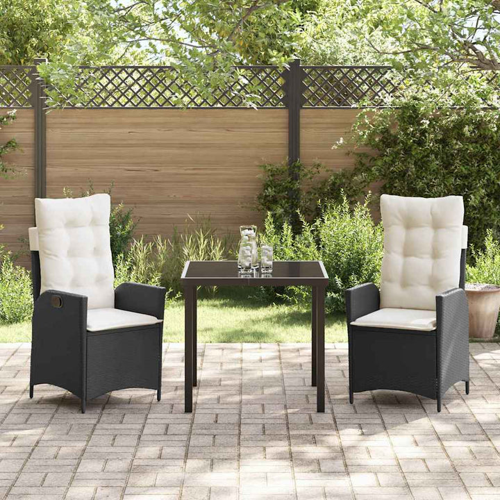 Have Spisebordssæt 3 pcs Sort polyrattan
