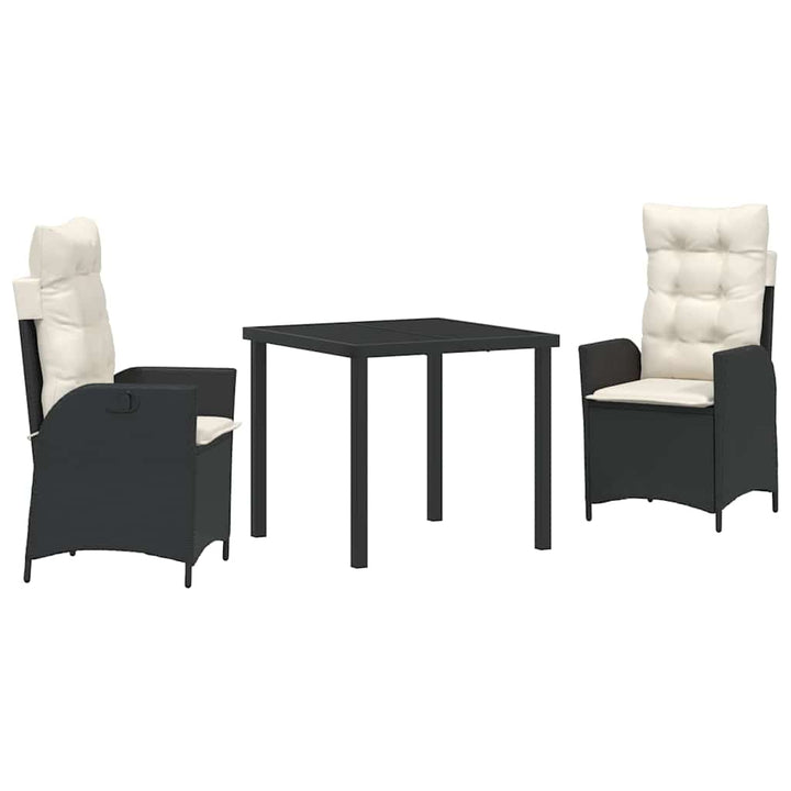 Have Spisebordssæt 3 pcs Sort polyrattan