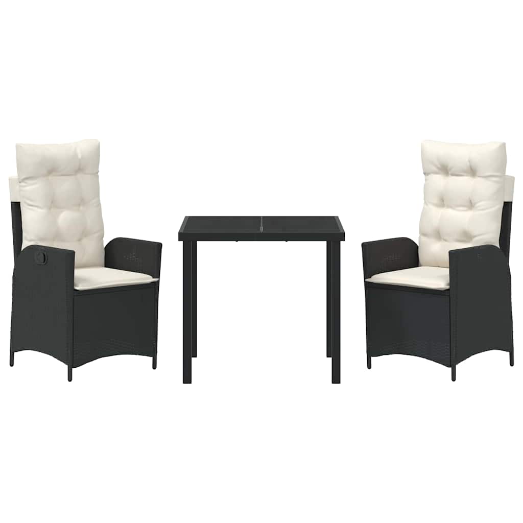 Have Spisebordssæt 3 pcs Sort polyrattan
