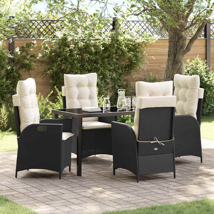 Have Spisebordssæt 5 pcs Sort polyrattan
