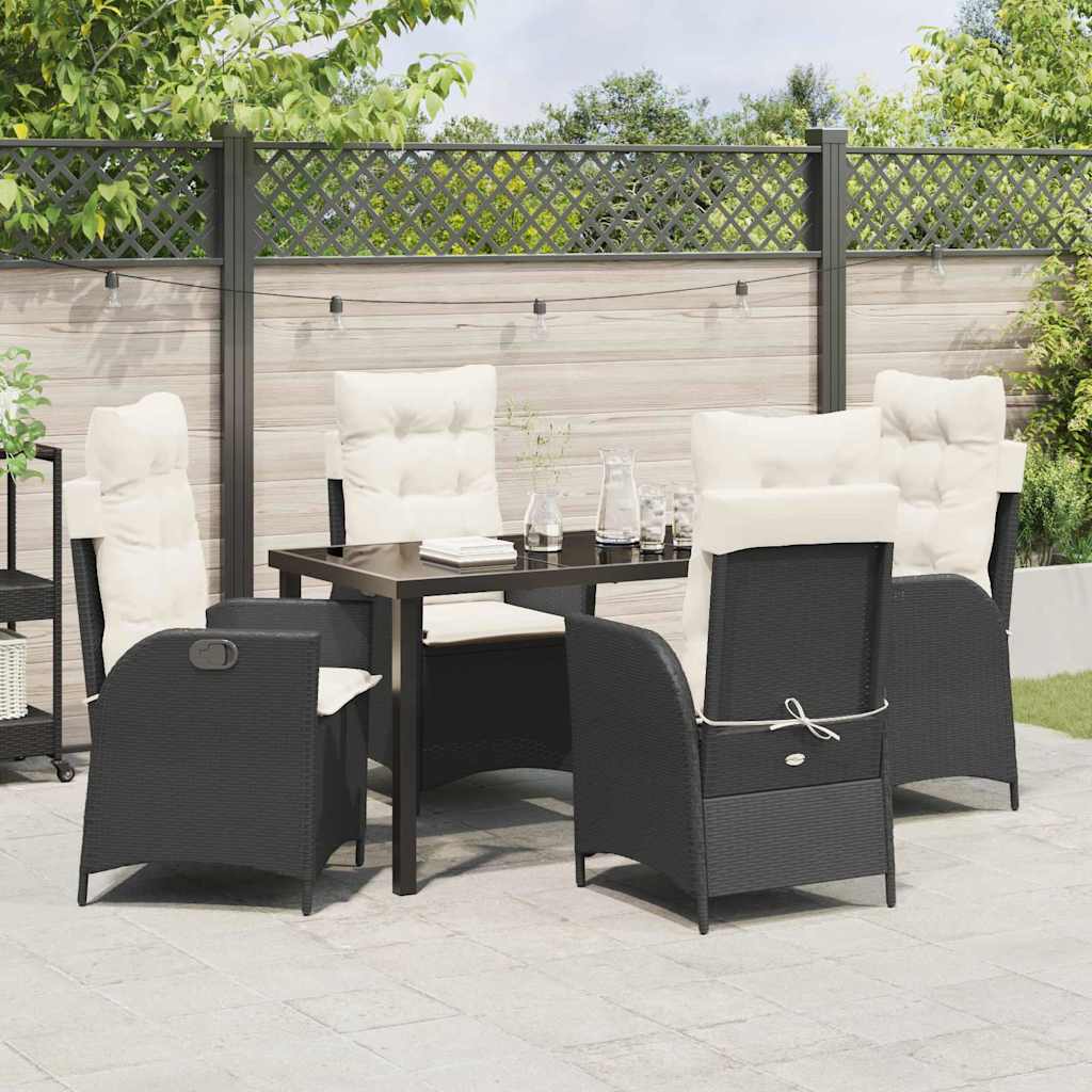 Have Spisebordssæt 5 pcs Sort polyrattan