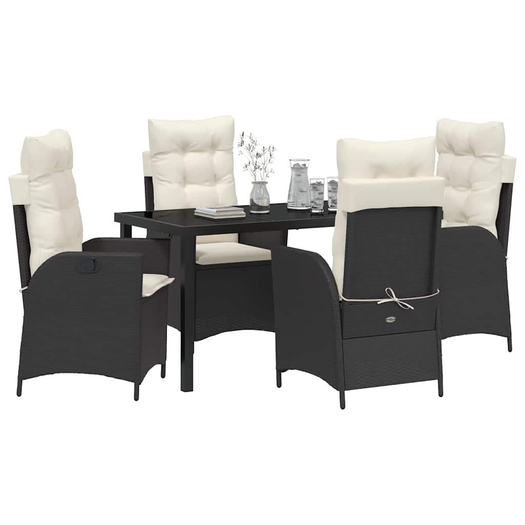 Have Spisebordssæt 5 pcs Sort polyrattan