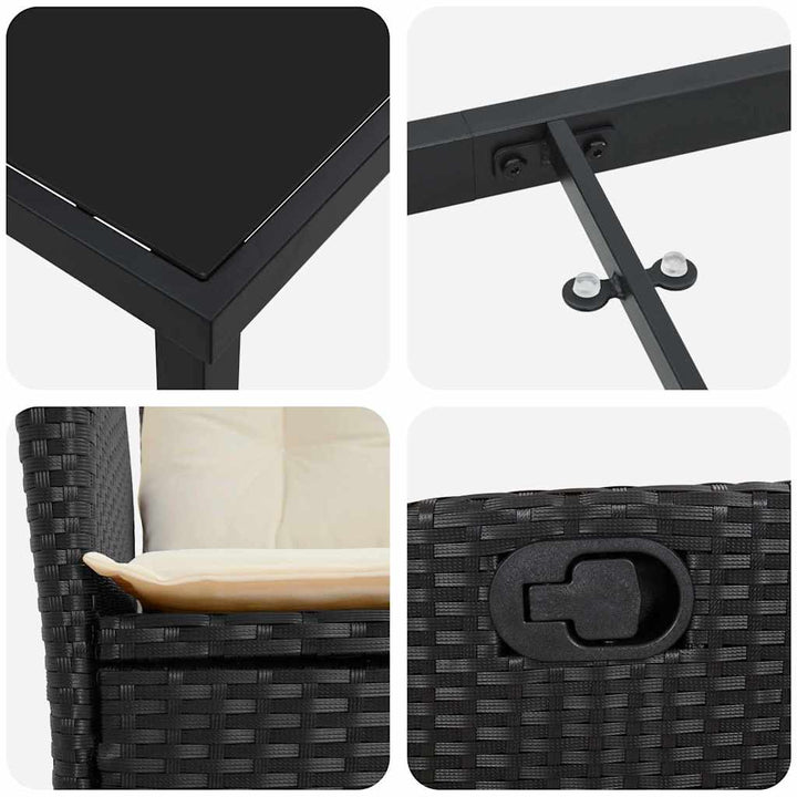 Have Spisebordssæt 7 pcs Sort polyrattan