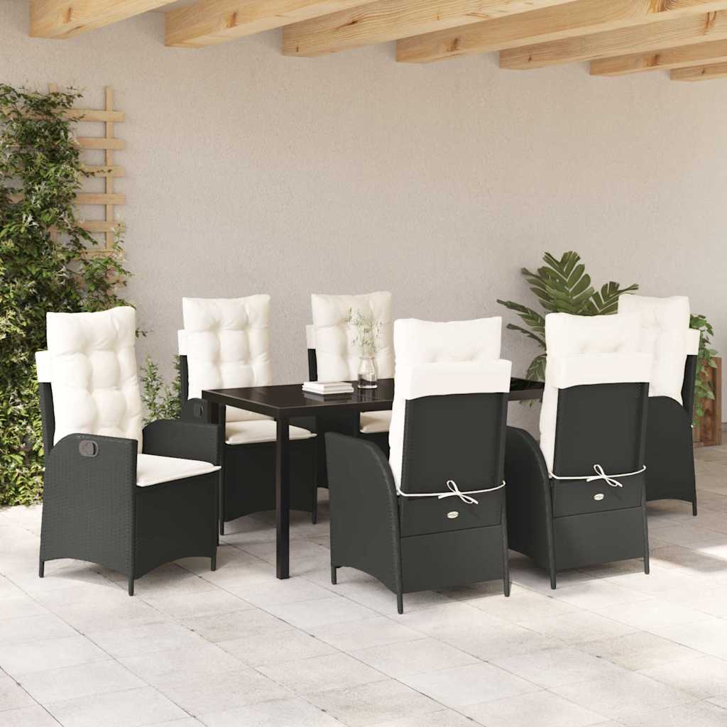 Have Spisebordssæt 7 pcs Sort polyrattan