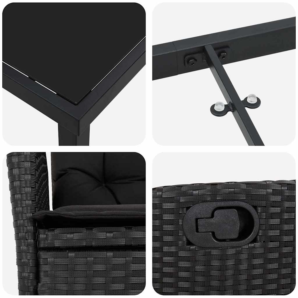 Have Spisebordssæt 3 pcs Sort polyrattan