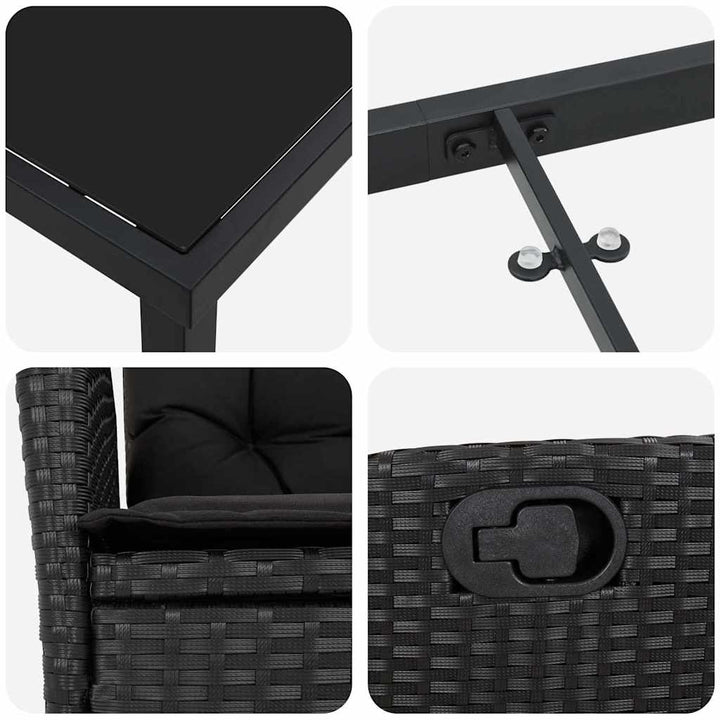 Have Spisebordssæt 3 pcs Sort polyrattan