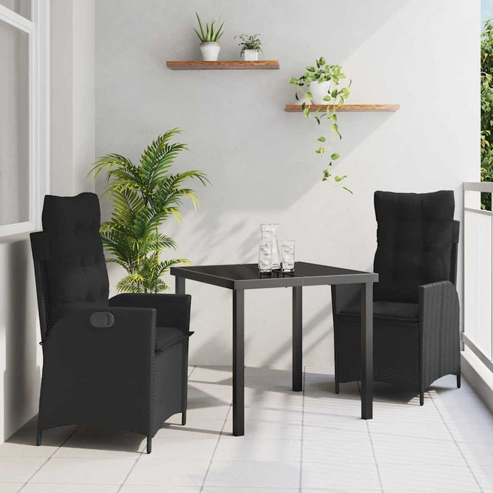Have Spisebordssæt 3 pcs Sort polyrattan