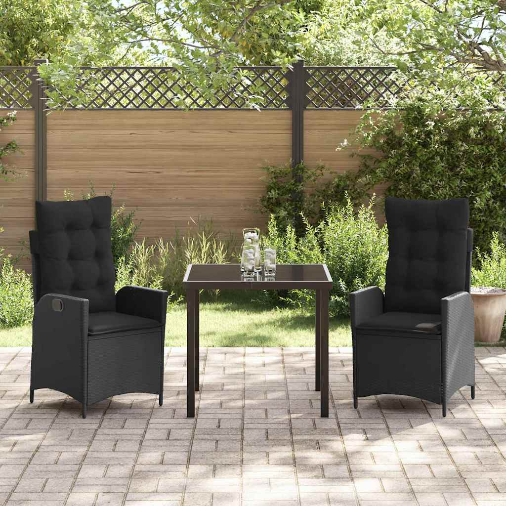 Have Spisebordssæt 3 pcs Sort polyrattan