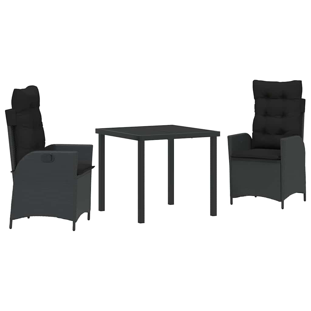 Have Spisebordssæt 3 pcs Sort polyrattan
