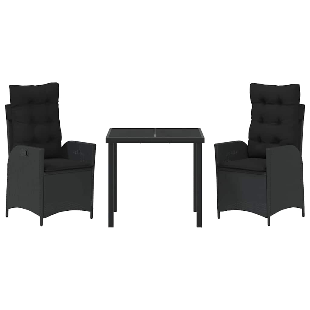Have Spisebordssæt 3 pcs Sort polyrattan