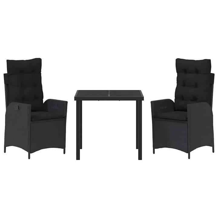 Have Spisebordssæt 3 pcs Sort polyrattan