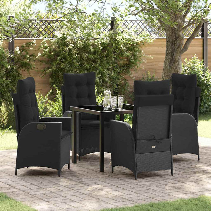 Have Spisebordssæt 5 pcs Sort polyrattan