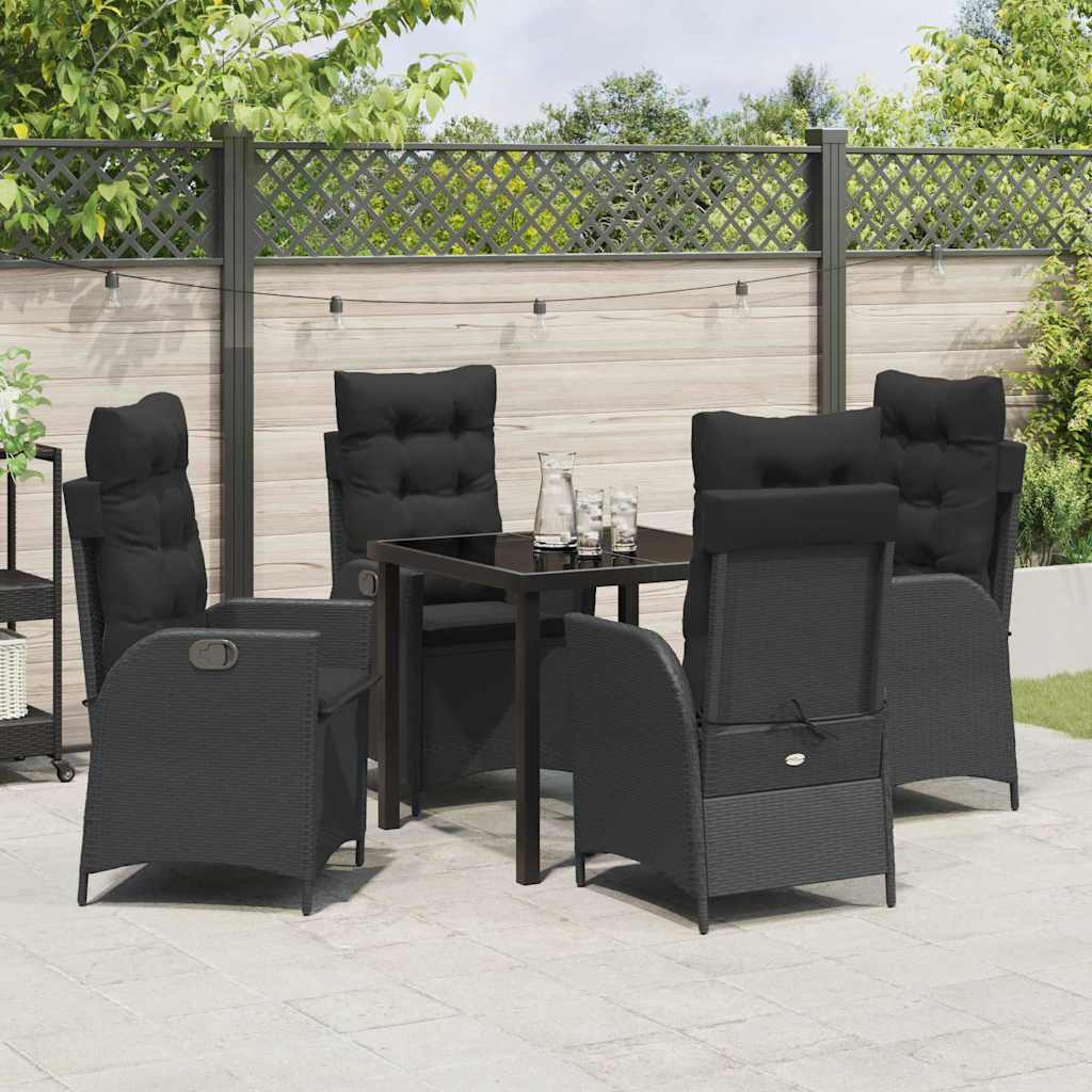 Have Spisebordssæt 5 pcs Sort polyrattan