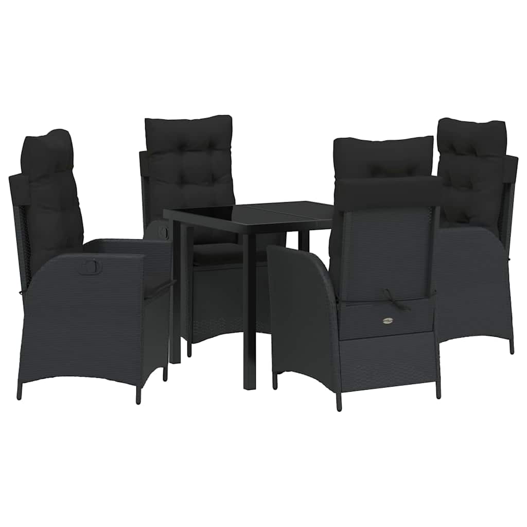 Have Spisebordssæt 5 pcs Sort polyrattan