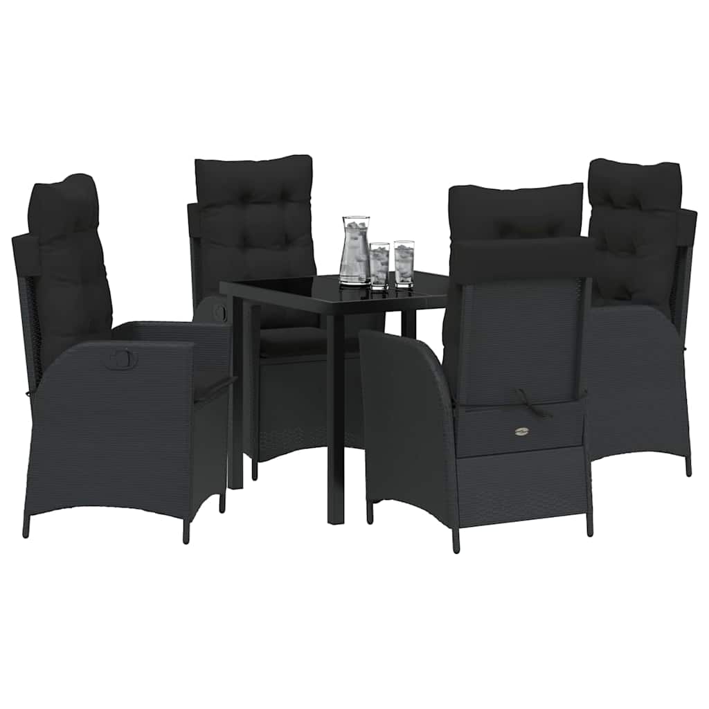 Have Spisebordssæt 5 pcs Sort polyrattan