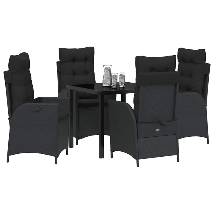 Have Spisebordssæt 5 pcs Sort polyrattan