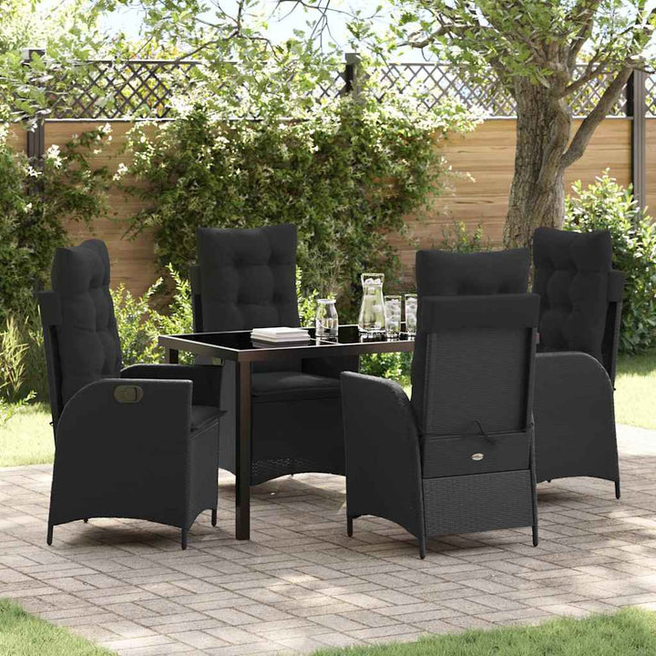 Have Spisebordssæt 5 pcs Sort polyrattan
