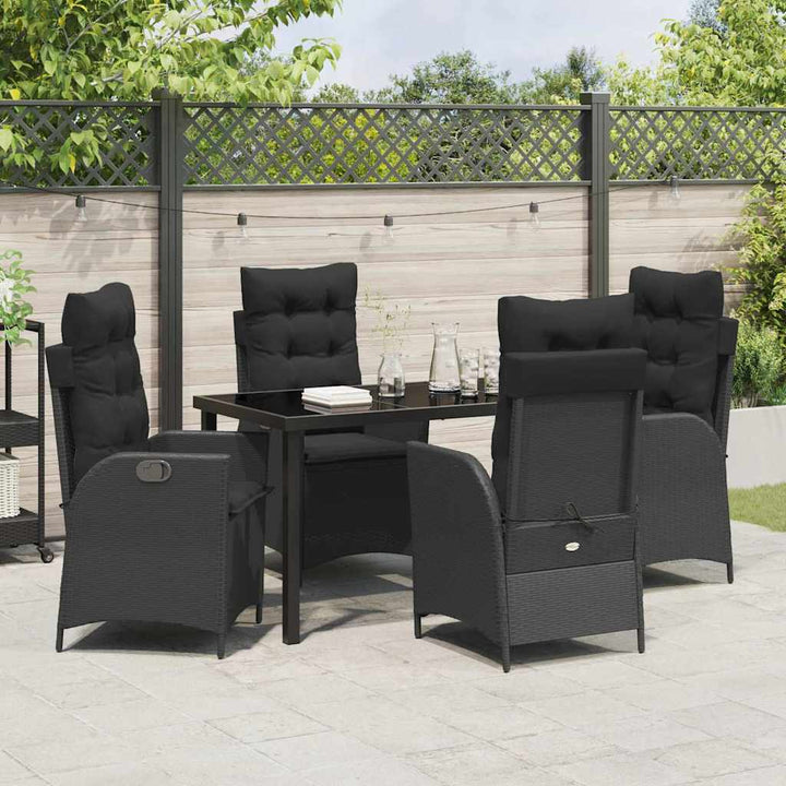 Have Spisebordssæt 5 pcs Sort polyrattan