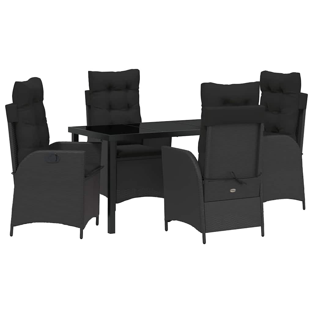 Have Spisebordssæt 5 pcs Sort polyrattan
