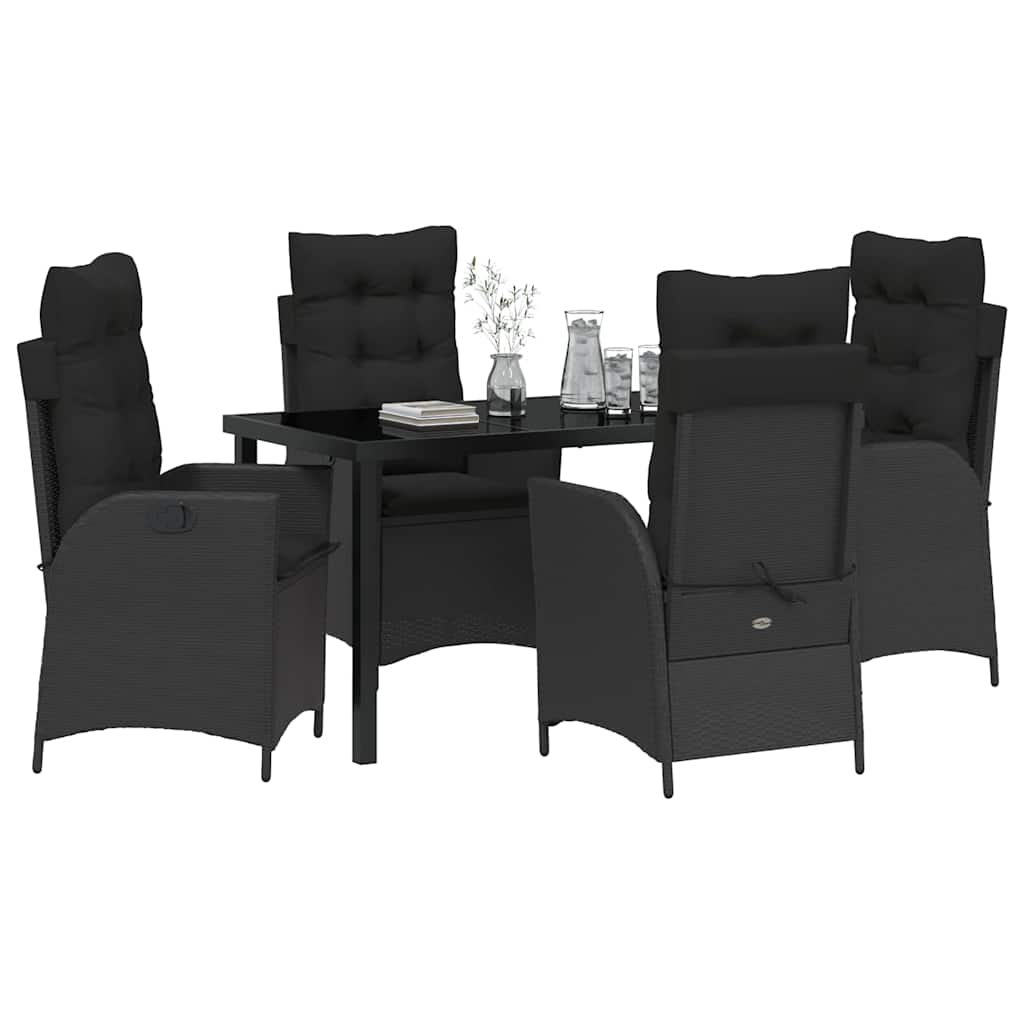 Have Spisebordssæt 5 pcs Sort polyrattan