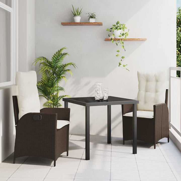 Have Spisebordssæt 3 pcs Brun polyrattan