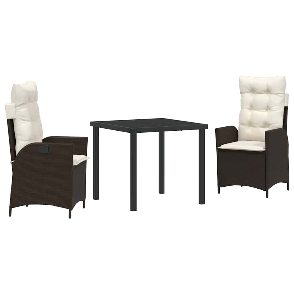 Have Spisebordssæt 3 pcs Brun polyrattan