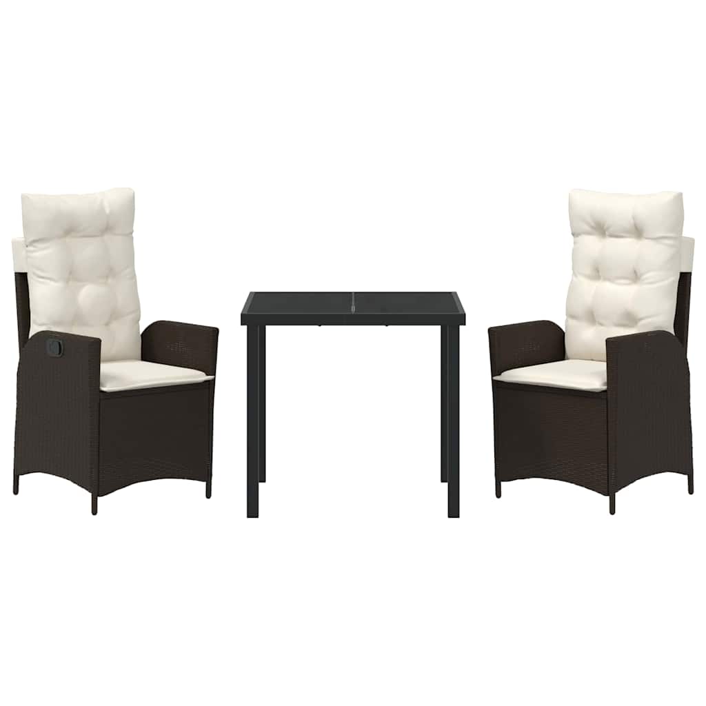 Have Spisebordssæt 3 pcs Brun polyrattan