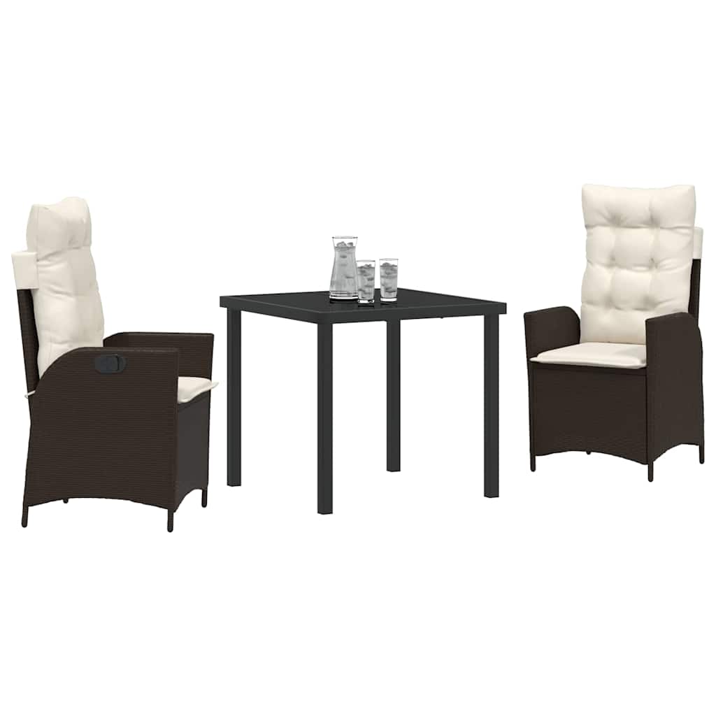 Have Spisebordssæt 3 pcs Brun polyrattan