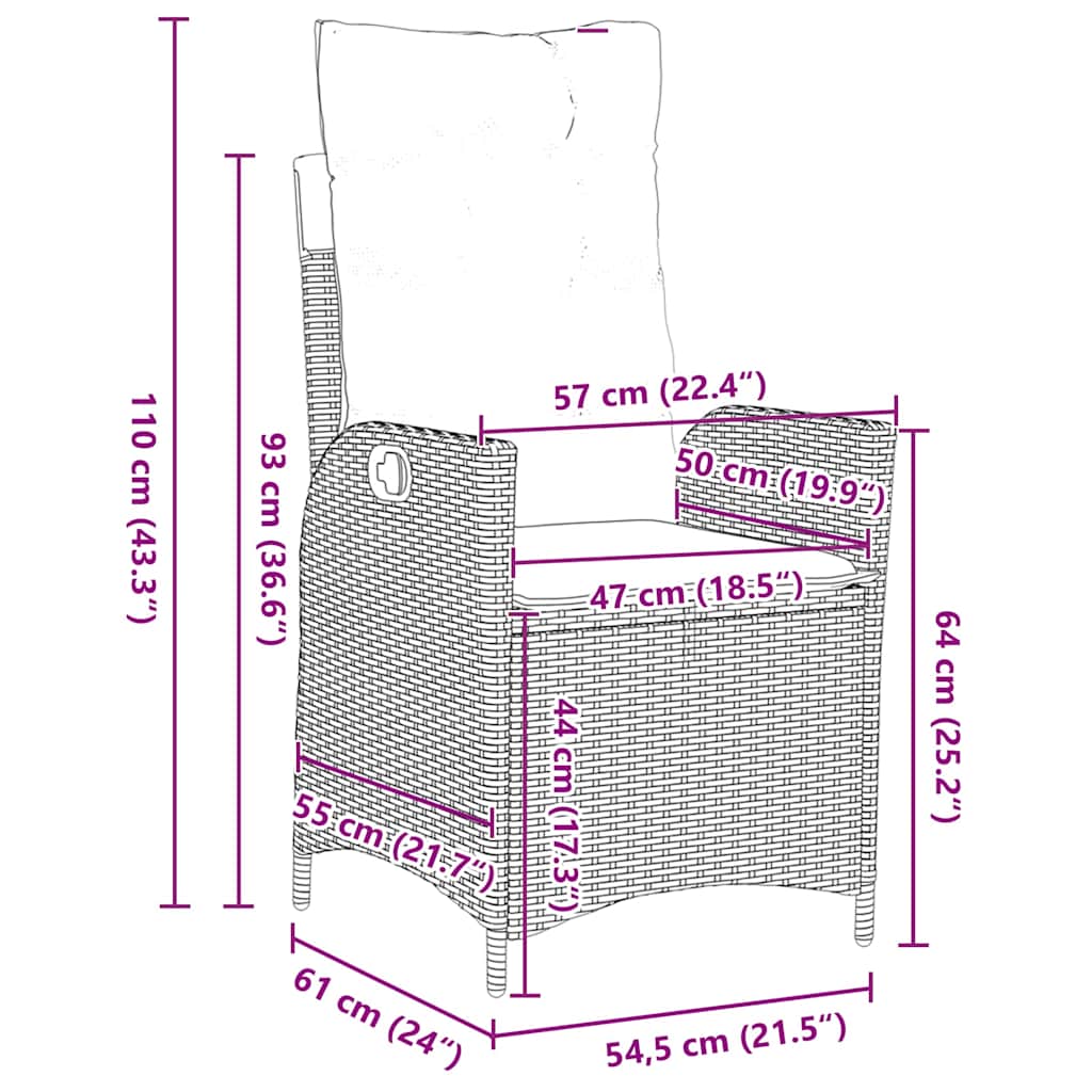 Have Spisebordssæt 3 pcs Brun polyrattan