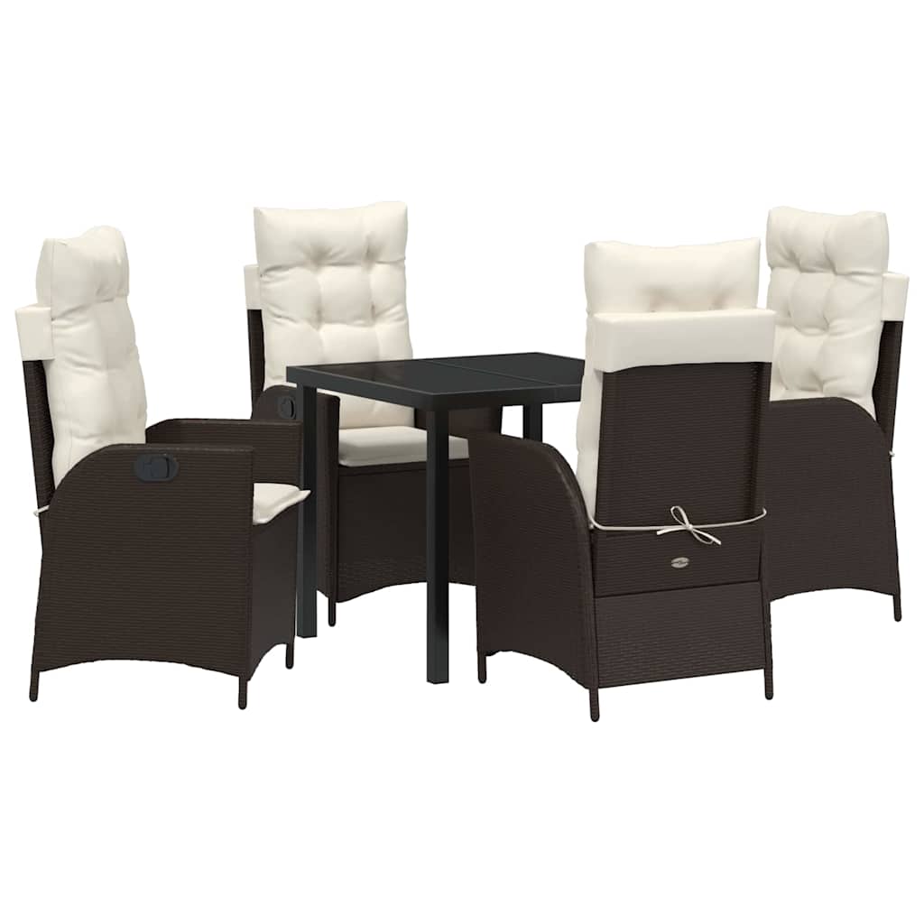 Have Spisebordssæt 5 pcs Brun polyrattan