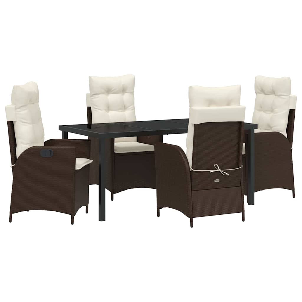 Have Spisebordssæt 5 pcs Brun polyrattan