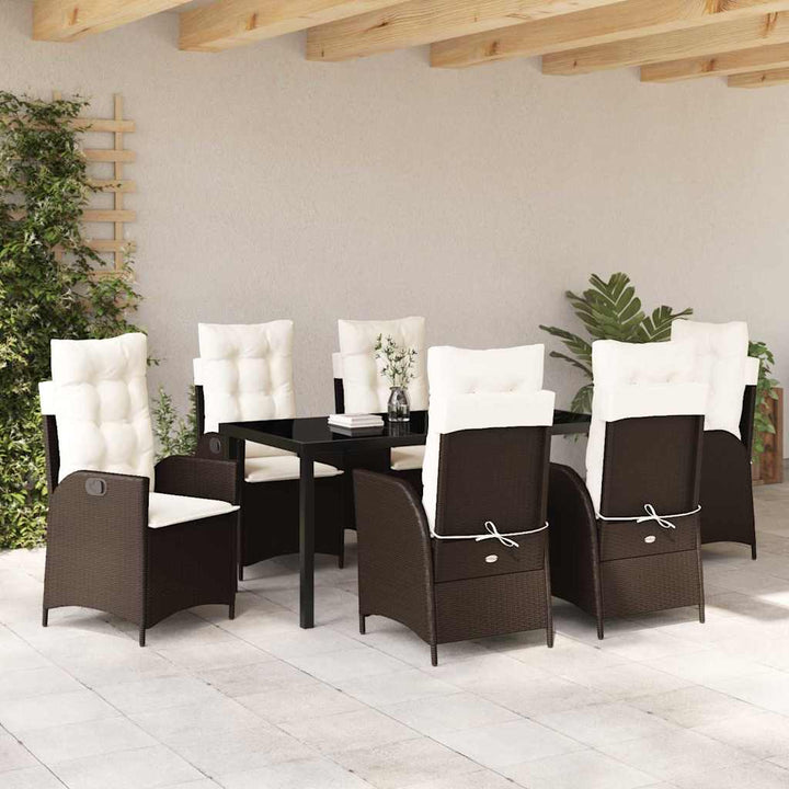 Have Spisebordssæt 7 pcs Brun polyrattan