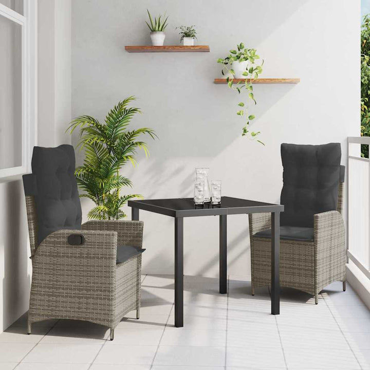 Have Spisebordssæt 3 pcs Grå polyrattan
